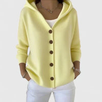 Women's Hooded Button-Down Knit Cardigan – Yellow