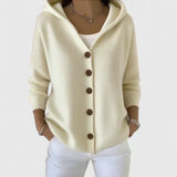 Women's Hooded Button-Down Knit Cardigan