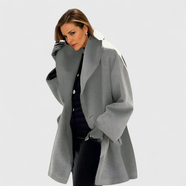Women's Minimalist Relaxed Coat – Office & Casual – Grey