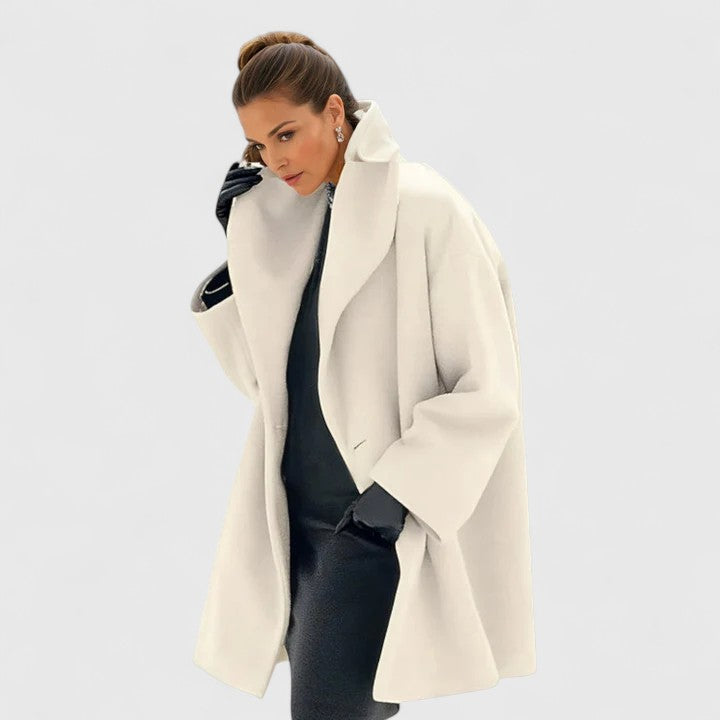 Women's Minimalist Relaxed Coat – Office & Casual – White
