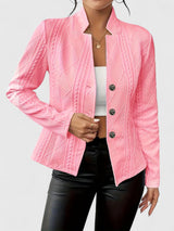 Women's Textured Fitted Jacket – Office & Casual – Pink
