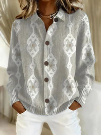 Women's Long Open Cardigan – Everyday, Work & Travel – Light Gray White
