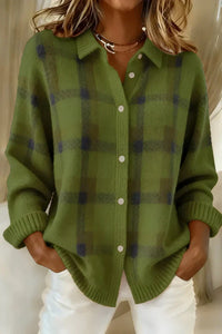 Women's Long Cardigan – Relaxed Office & Casual Layer – Green