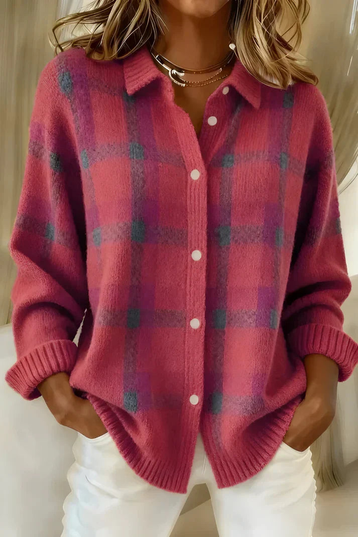 Women's Long Cardigan – Relaxed Office & Casual Layer – Pink