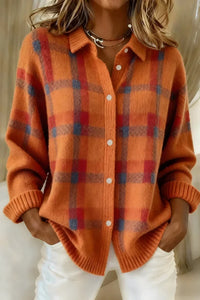 Women's Long Cardigan – Relaxed Office & Casual Layer – Orange