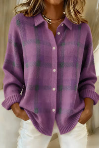 Women's Long Cardigan – Relaxed Office & Casual Layer – Purple