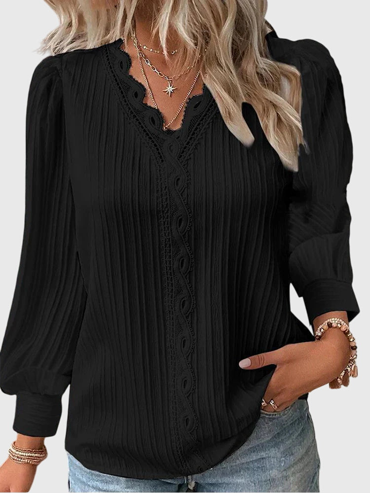 Women's Classic Pullover Blouse – Tailored Fit – Black