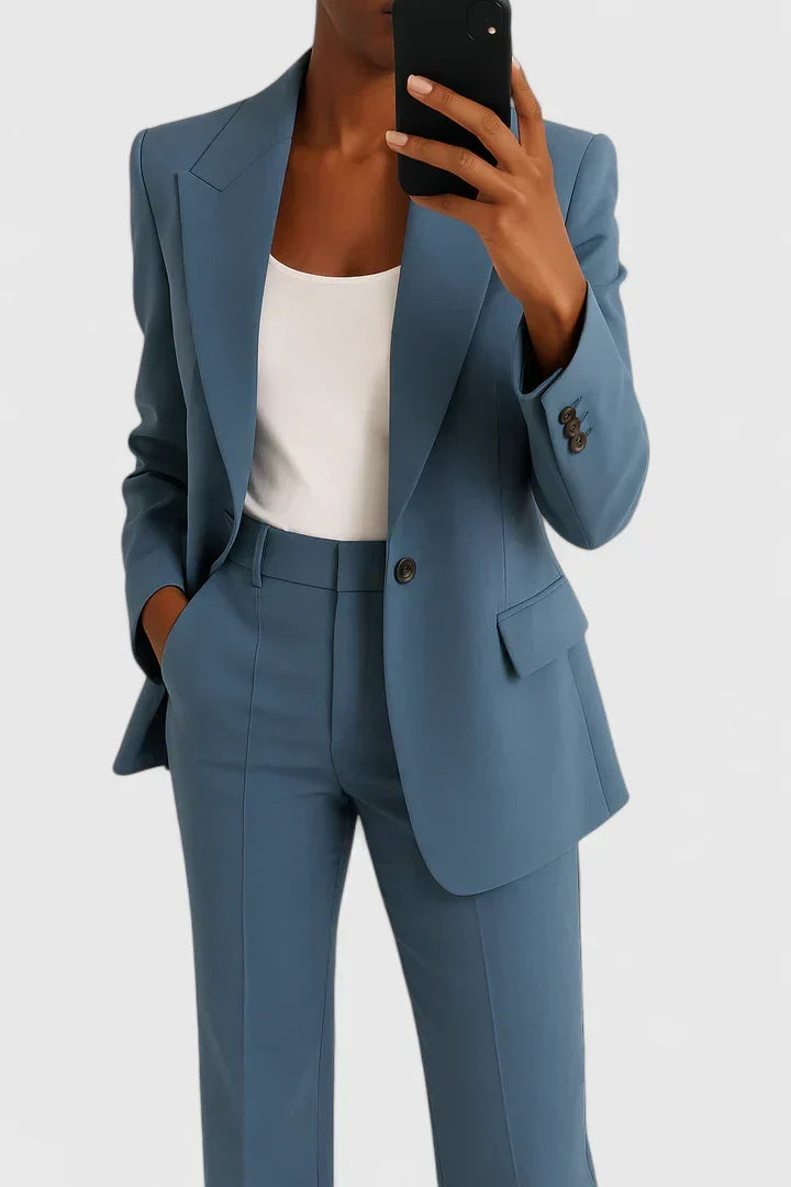 Women's Two-Piece Suit Set – Office & Casual – Blue
