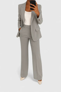 Women's Two-Piece Suit Set – Office & Casual – Grey