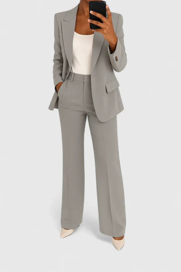Women's Two-Piece Suit Set – Office & Casual – Grey