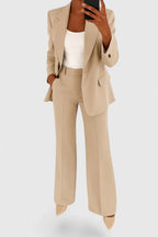 Women's Two-Piece Suit Set – Office & Casual – Beige