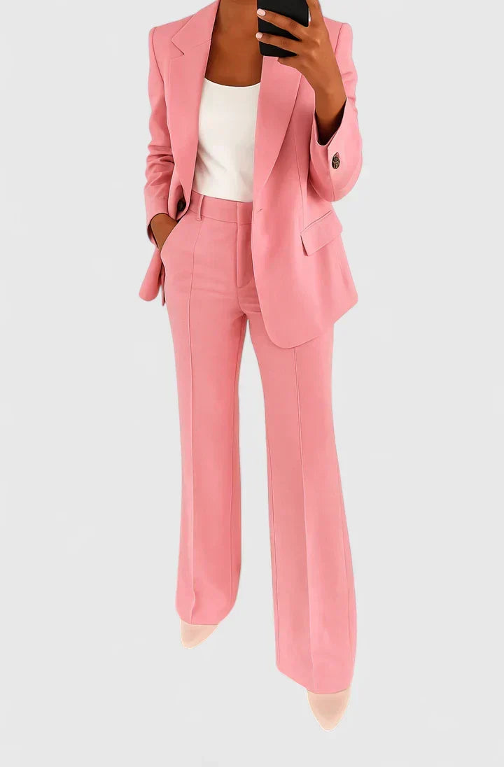 Women's Two-Piece Suit Set – Office & Casual – Pink