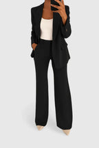 Women's Two-Piece Suit Set – Office & Casual – Black