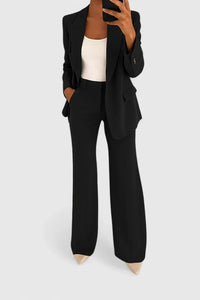 Women's Two-Piece Suit Set – Office & Casual – Black