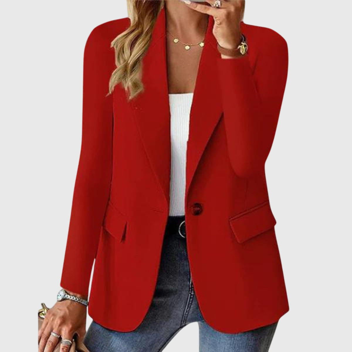 Women's Structured Formal Blazer – Lightweight – Red