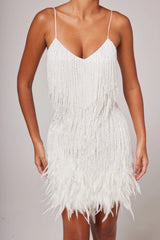 Women's Fringe Feather Cocktail Dress | Elegant Evening Wear for Parties