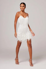 Women's Fringe Feather Cocktail Dress | Elegant Evening Wear for Parties