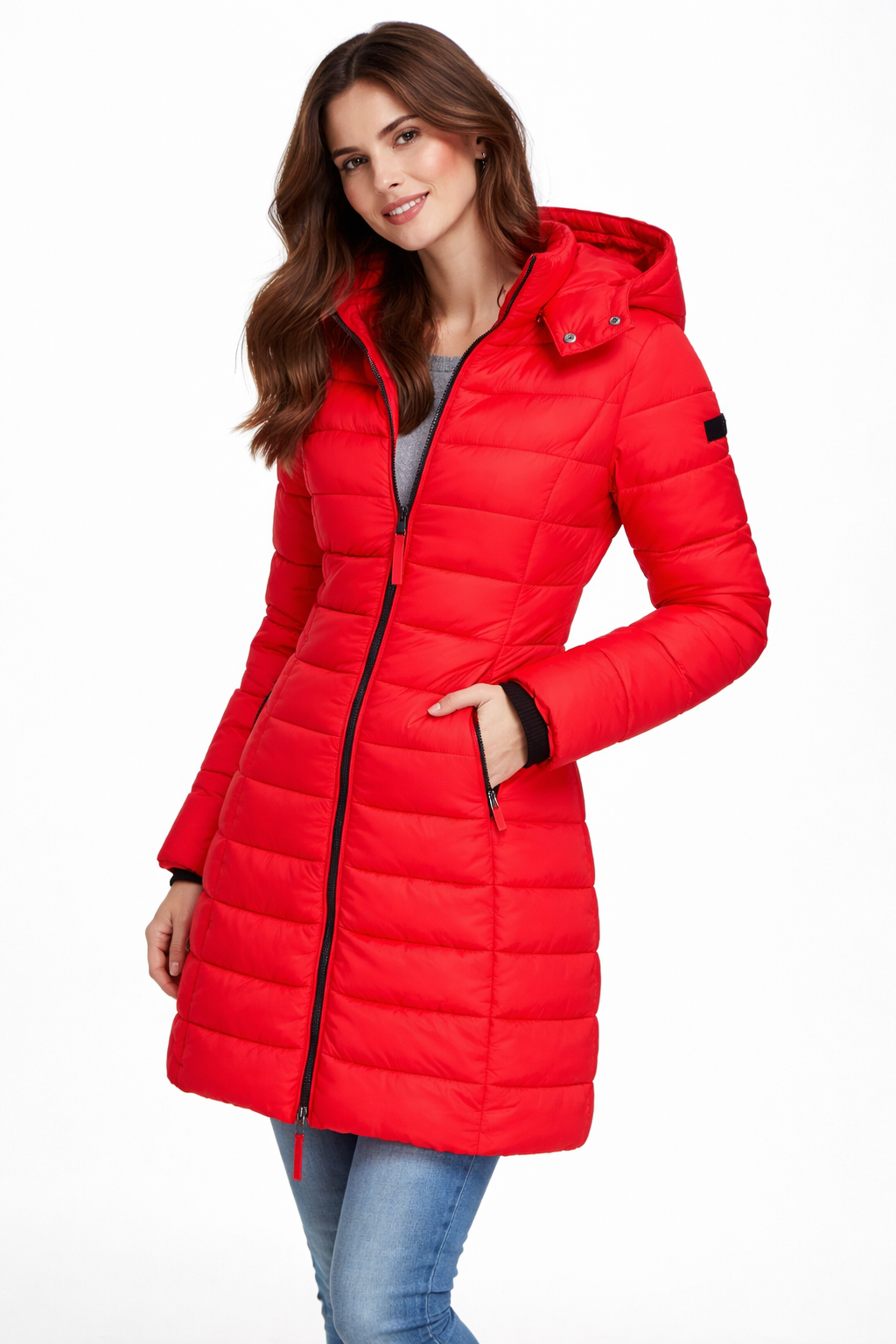 Women's Hooded Zip Puffer Jacket – Warm Outdoor Layer