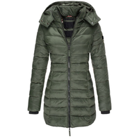 Women's Hooded Zip Puffer Jacket – Warm Outdoor Layer – Green
