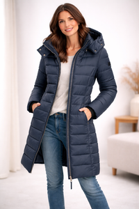 Women's Hooded Zip Puffer Jacket – Warm Outdoor Layer
