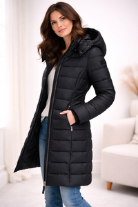 Women's Hooded Zip Puffer Jacket – Warm Outdoor Layer