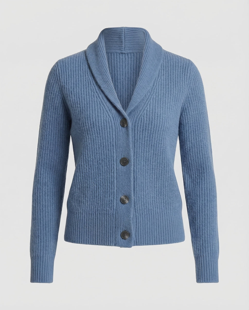 Women's Lapel Collar Button-Front Knit Cardigan – Light blue