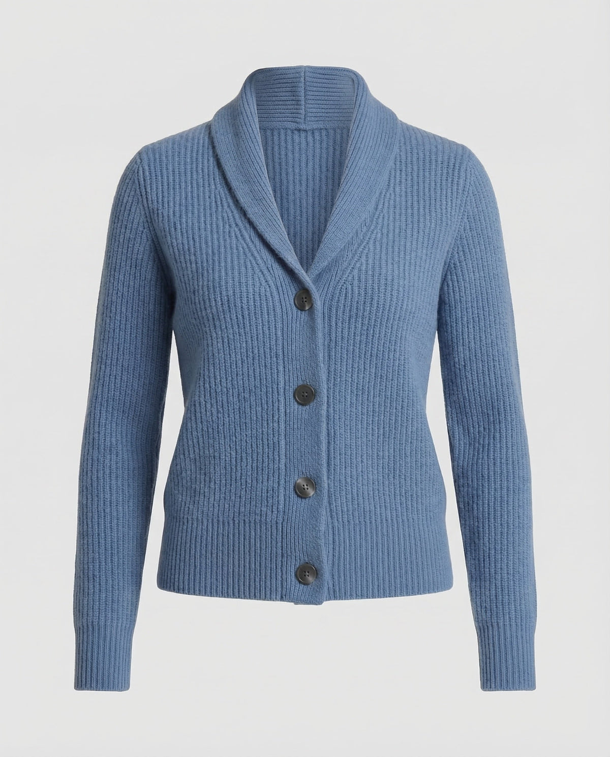 Women's Lapel Collar Button-Front Knit Cardigan – Light blue
