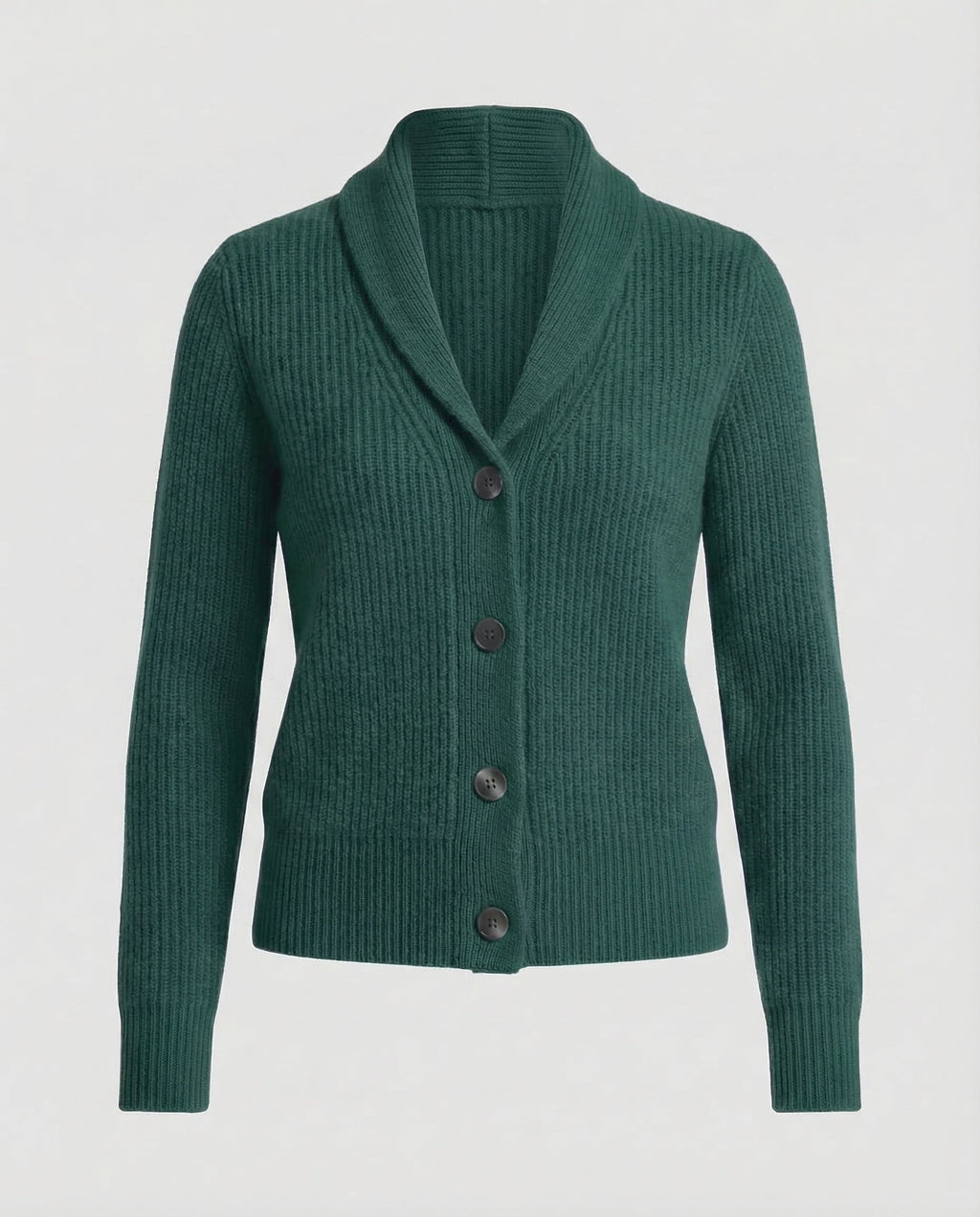 Women's Lapel Collar Button-Front Knit Cardigan – Dark green