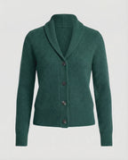 Women's Lapel Collar Button-Front Knit Cardigan – Dark green