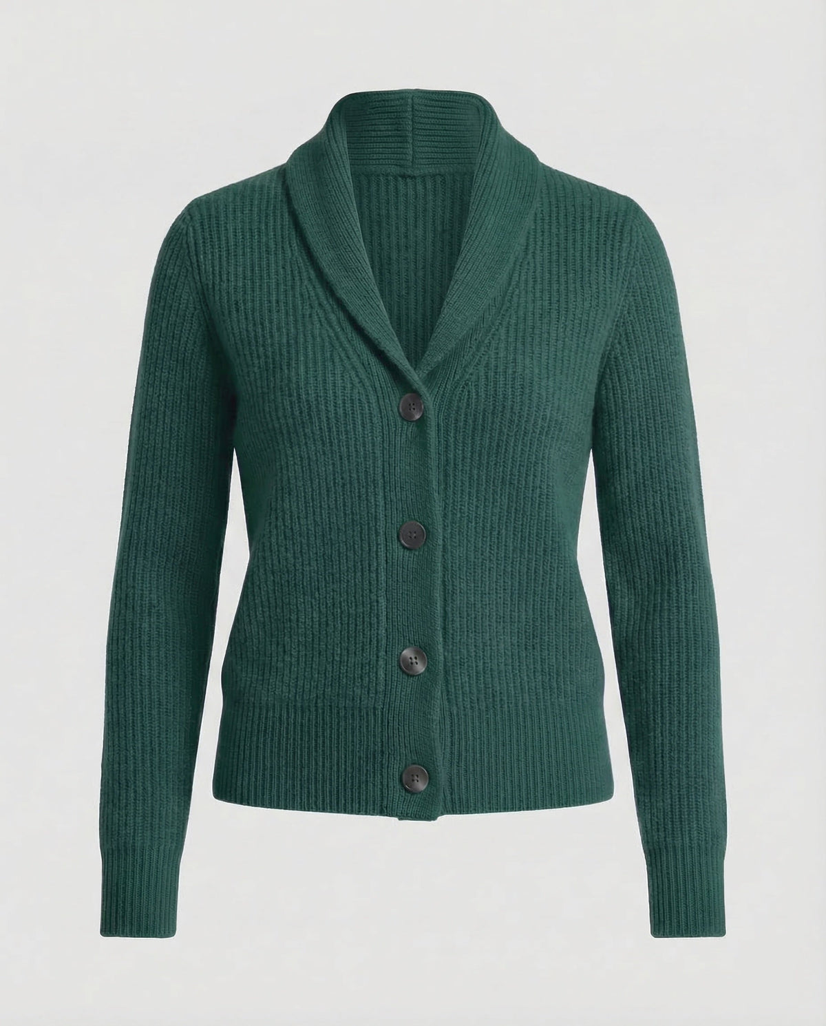 Women's Lapel Collar Button-Front Knit Cardigan – Dark green