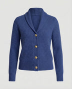 Women's Lapel Collar Button-Front Knit Cardigan – Dark blue