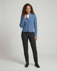 Women's Lapel Collar Button-Front Knit Cardigan