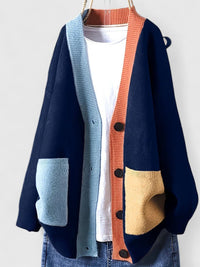 Women's Oversized Knitted Cardigan – Relaxed Fit – Blue