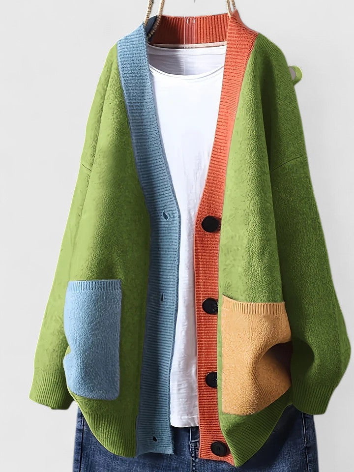 Women's Oversized Knitted Cardigan – Relaxed Fit – Green