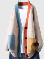 Women's Oversized Knitted Cardigan – Relaxed Fit – Beige