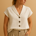 Women's Lightweight Round Neck Blouse | Airy Fabric | Casual Everyday Top | Versatile Wardrobe Essential