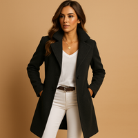 Women's Long Button-Up Coat – Tailored Overcoat for Stylish Cold Weather Wear