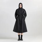 Women's Waterproof Longline Hooded Cycling Raincoat – Black