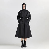 Women's Waterproof Longline Hooded Cycling Raincoat – Black