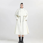 Women's Waterproof Longline Hooded Cycling Raincoat – Beige