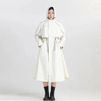 Women's Waterproof Longline Hooded Cycling Raincoat – Beige