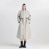 Women's Waterproof Longline Hooded Cycling Raincoat – Gray