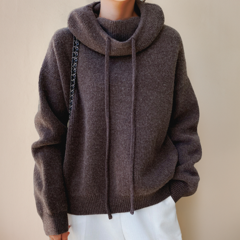 Women's Merino Wool Roll Neck Jumper – Brown