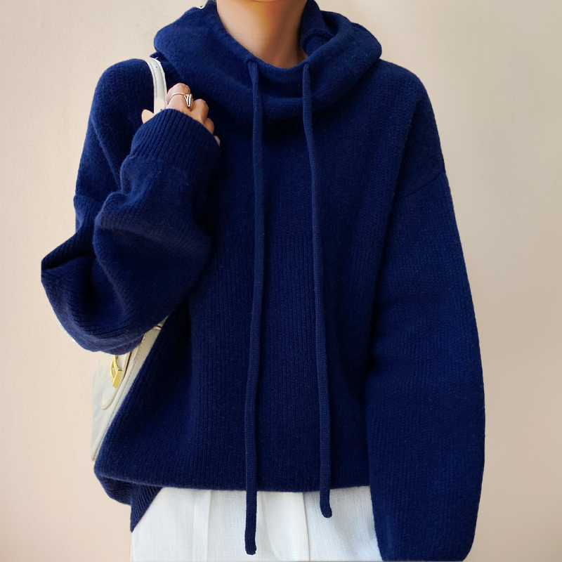 Women's Merino Wool Roll Neck Jumper – Navy blue