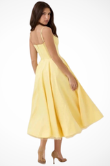 Women’s Midi Corset Dress in Satin for Wedding Guests