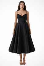 Women’s Midi Corset Dress in Satin for Wedding Guests