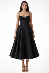 Women’s Midi Corset Dress in Satin for Wedding Guests