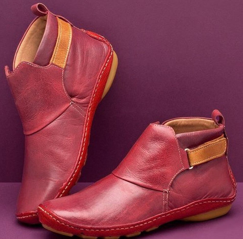 Women's Orthopaedic Ankle Boots – All-Day Support – Red