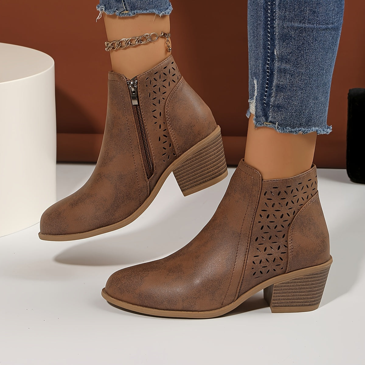Women's Laser-Cut Orthopaedic Boots – Breathable Support – Brown