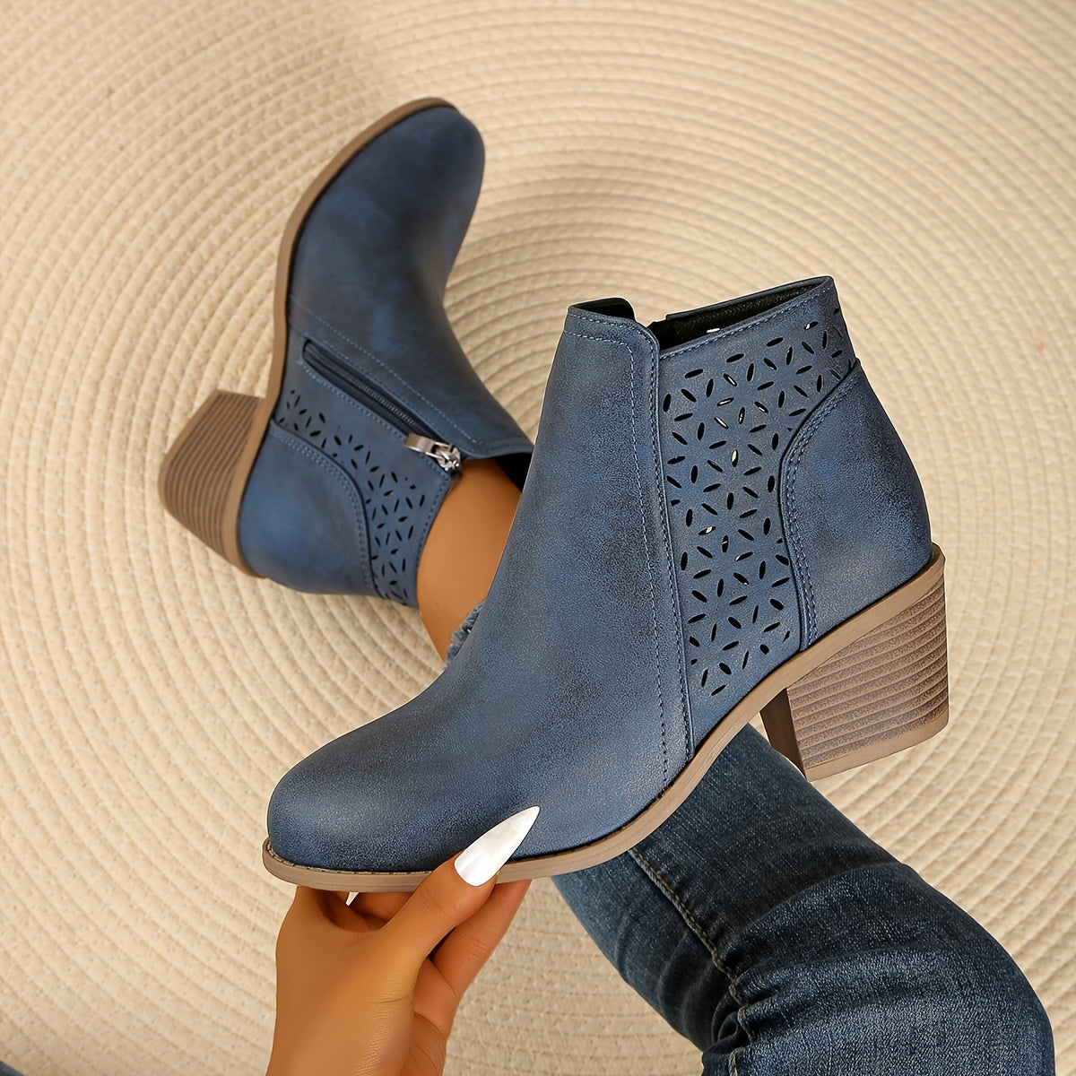 Women's Laser-Cut Orthopaedic Boots – Breathable Support – Blue